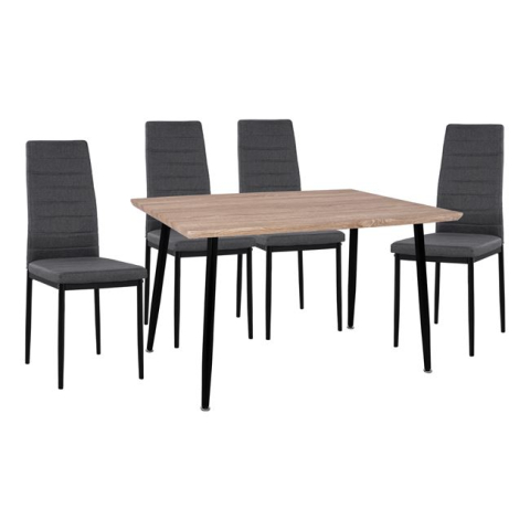 Interior - Set 5 pieces Table Sonama and metallic chairs Lady Grey Fabric black HM11027.10 120x70x76.5 cm