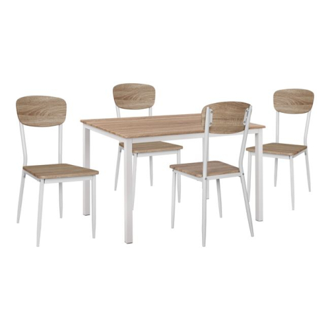 Interior - Set 5 pieces Table Sonama with white legs and chairs sonama with white legs HM11011 110x70x76 cm