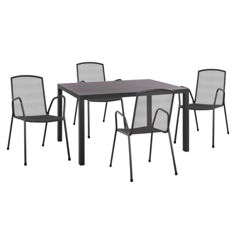 Seturi mese dining - Set 5 pieces with Table 140x80x75.5 aluminum and Metallic chairs Grey color HM10533