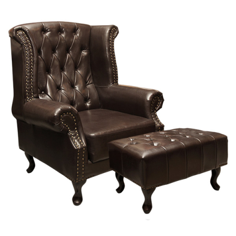 Fotolii - Set Armchair Polina with footstep Emma Dark Brown HM10198