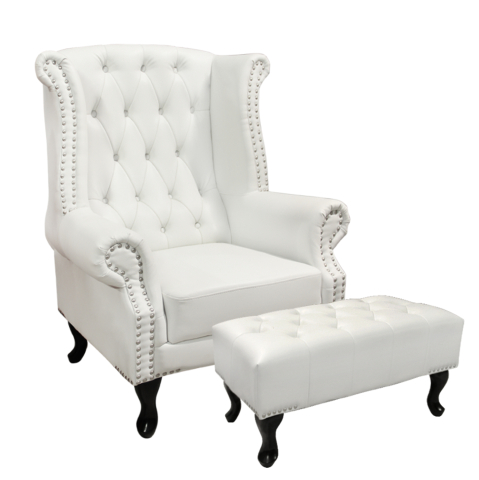 Fotolii - Set Armchair Polina with footstool Emma White matte