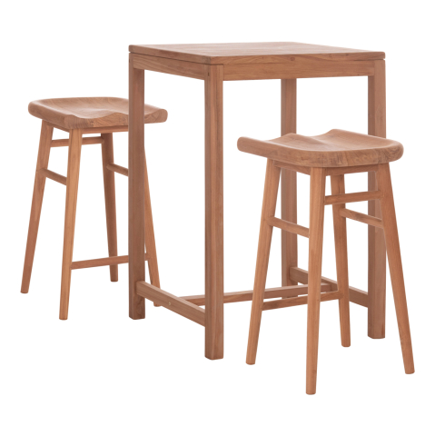 Seturi mese dining - SET BAR TABLE WITH 2 BAR STOOLS BOLMAR HM10917 TEAK WOOD IN NATURAL COLOR