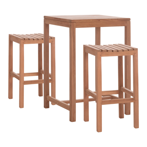 Seturi mese dining - SET BAR TABLE WITH 2 BAR STOOLS PRESSCOT HM10918 TEAK WOOD IN NATURAL COLOR