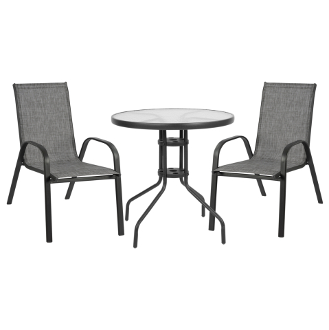 Seturi mese dining - Set Dining Table 3 pieces with table and Chairs leon Grey HM5184.01