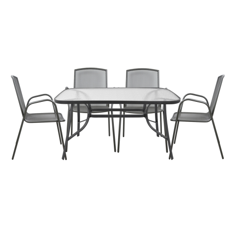 Seturi mese dining - Set Dining Table 5 pieces Grey Table and 4 Armchairs Grey color