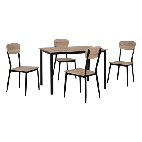 Seturi de sufragerie - Set Dining Table 5 pieces HM10339 with sonama desktop and black legs 110x70x76cm