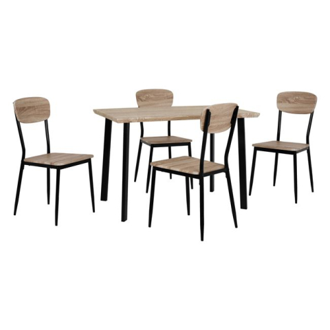 Seturi de sufragerie - Set Dining Table 5 pieces HM10342 with sonama desktop and black legs 110x70x75,5Y cm
