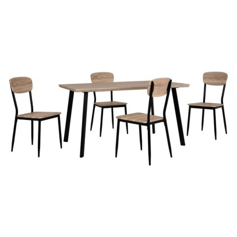Seturi de sufragerie - Set Dining Table 5 pieces HM10345 with sonama desktop and black legs 140x80x76 cm