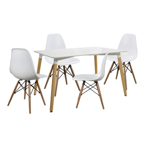 Seturi de sufragerie - Set dining table 5 pieces Table minimal 120x80- Twist White HM10080.01