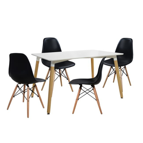Seturi de sufragerie - Set dining table 5 pieces Table minimal 120x80x73 cm- Twist Black HM10080.02