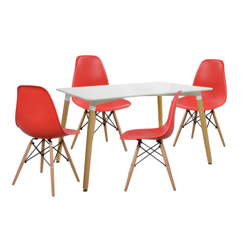 Seturi de sufragerie - Set dining table 5 pieces Table minimal 120x80x73 cm- Twist red HM10080.04