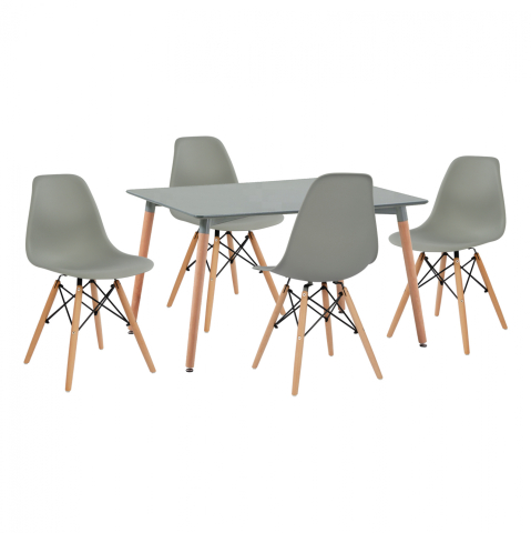Interior - Set Dining Table 5 pieces Table Minimal with chair Twist Grey HM10229.10 120x80x73 cm
