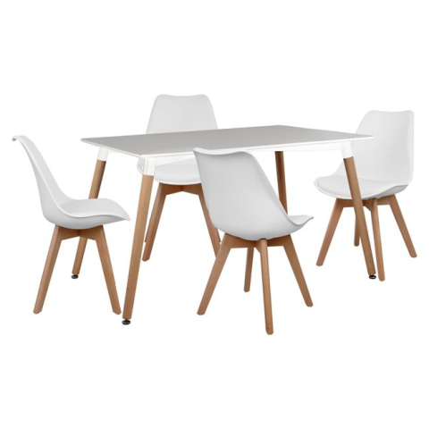 Interior - Set Dining Table 5pieces HM10193.01 with table Minimal and Vegas White 120x80x73 cm
