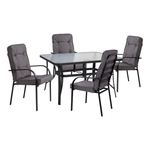 Seturi mese dining - Set Dining Table 5pieces HM10562.01 with table 150x90x72cm from metal grey