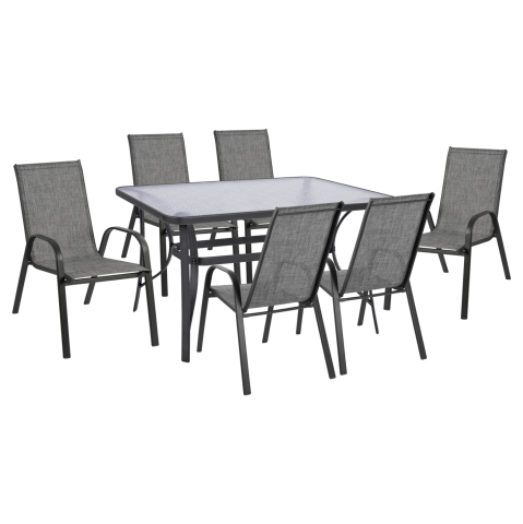 Seturi mese dining - Set Dining Table 7 pieces 140x80 Bruno and 6 pieces Leon Armchair
