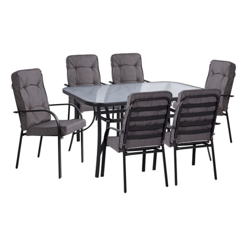 Seturi mese dining - Set dining table 7 pieces HM10561.01 with table 150x90x72cm from grey metal