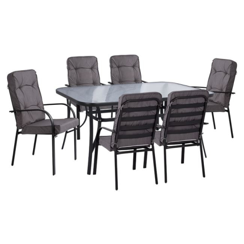 Seturi mese dining - Set dining table 7 pieces HM10564.01 with Table 160x90x72cm from grey metal