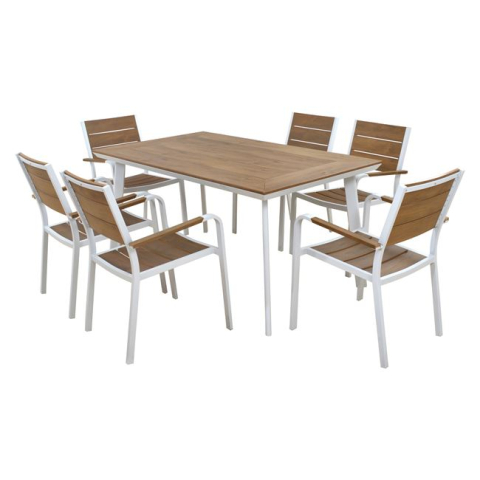 Seturi mese dining - Set Dining Table 7pieces White color HM5240.01