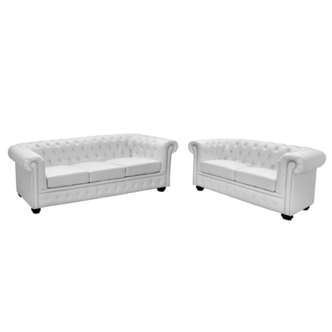 Interior - Set Livingroom2 Seater and 3 Seater Chesterfield White matte HM11220.02