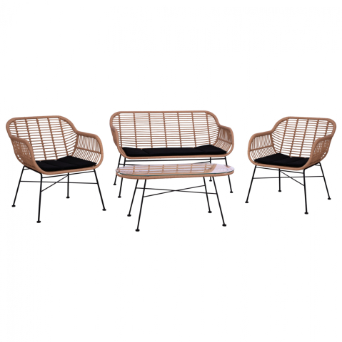 Seturi canapea - Set metallic for outdoor spaces 4 pieces Allegra HM5460 Wicker in beige color
