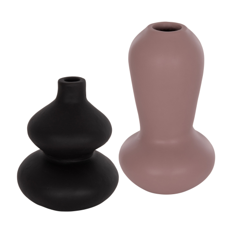Decoratiuni - SET OF 2 TABLE DECORATIVE VASES CHELIN HM21144 TERRACOTTA IN BLACK and PURPLE
