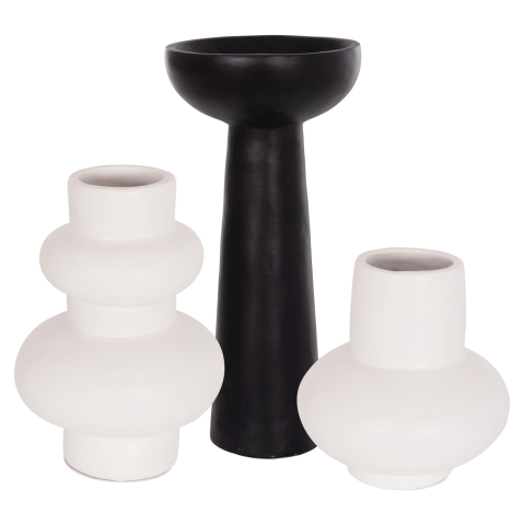 Decoratiuni - SET OF 3 TABLE DECORATIVE VASES LEKKAN HM21142.02 TERRACOTTA IN WHITE and BLACK
