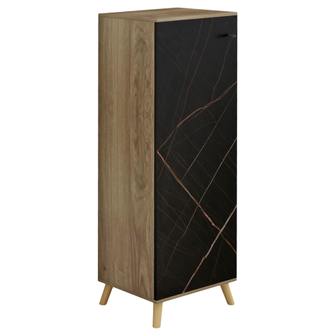 Dulapuri pentru pantofi - SHOE CABINET ALVARO HM8954.13 MELAMINE IN SONAMA-BLACK MARBLE 50Χ38Χ135Hcm.