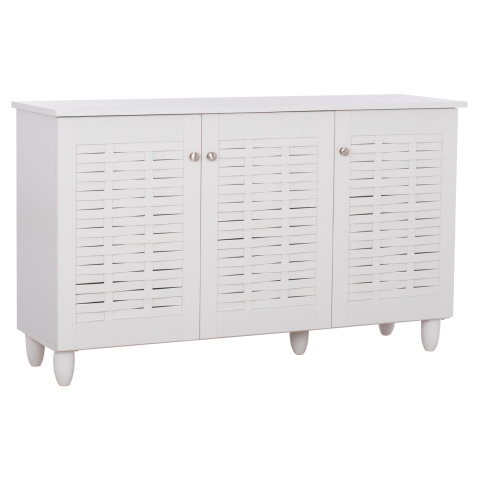 Interior - SHOE CABINET IGGY MELAMINE 3-DOOR WHITE WITH LEGS 114Χ34Χ68Hcm.HM2211.05