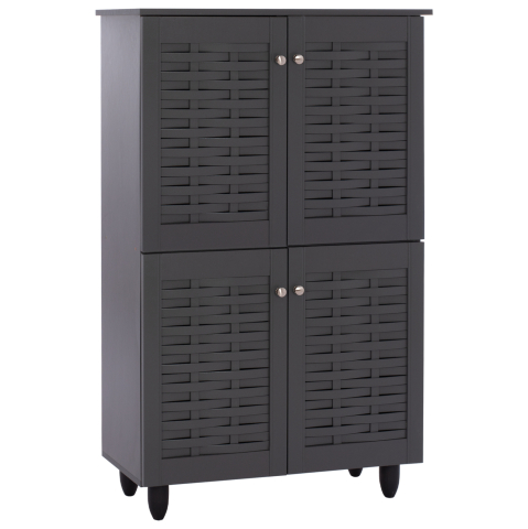 Interior - SHOE CABINET KABIRA HM2210.10 4-DOOR MELAMINE IN DARK GREY COLOR 77x34x123Hcm.