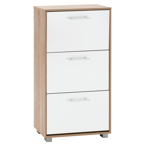Dulapuri pentru pantofi - Shoe Cabinet Melamine 3seater HM2221.06 Sonama-White 62x24x110cm