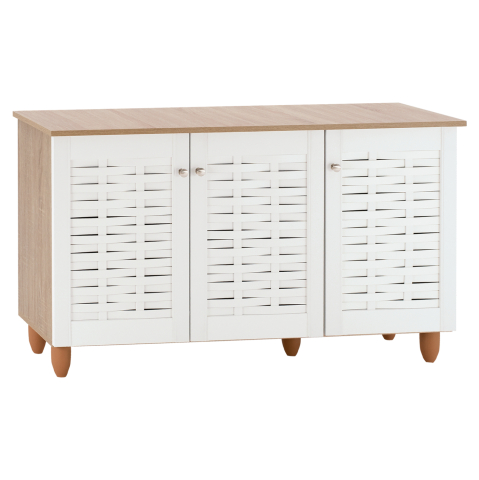 Dulapuri pentru pantofi - Shoe Cabinet Melamine with 3 Doors HM2211.06 Sonama-White 114,5x34x68cm