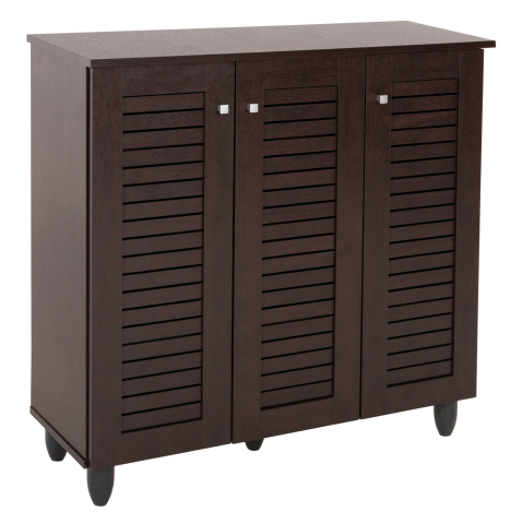 Dulapuri pentru pantofi - SHOE CABINET PROLLY HM9609.01 MELAMINE IN WENGE-3 DOORS-4 SHELVES 87x32x88Hcm.
