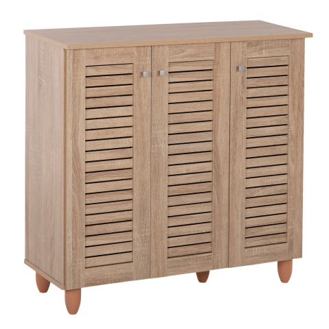Dulapuri pentru pantofi - SHOE CABINET PROLLY HM9609.02 MELAMINE IN SONOMA-3 DOORS-4 SHELVES 87x32x88Hcm.