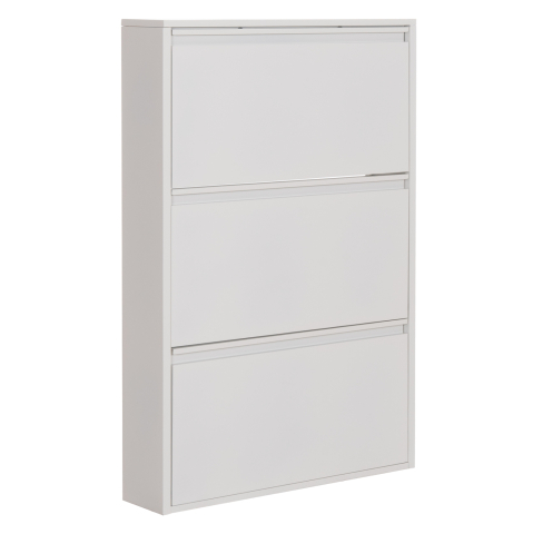 Interior - SHOE CABINET STARK HM6633.02 METAL IN WHITE--3 MAGNETIC DOORS 71x15x103Hcm.