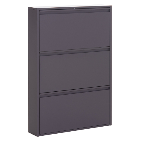 Interior - SHOE CABINET STARK HM6633.03 METAL IN ANTHRACITE--3 MAGNETIC DOORS 71x15x103Hcm.