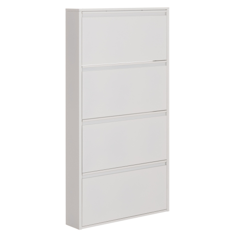 Interior - SHOE CABINET STARK HM6634.02 METAL IN WHITE--4 MAGNETIC DOORS 71x15x137Hcm.
