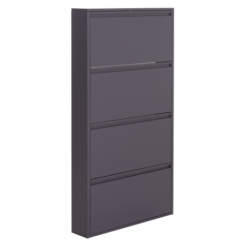 Interior - SHOE CABINET STARK HM6634.03 METAL IN ANTHRACITE--4 MAGNETIC DOORS 71x15x137Hcm.