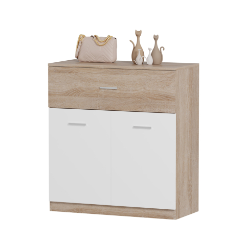 Interior - SHOE CABINET WITH DRAWER DIONNE HM4362 MELAMINE IN SONAMA-WHITE 80x35x84Hcm.