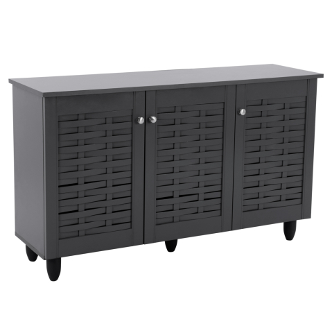 Dulapuri pentru pantofi - Shoe Cabinet Wooden 3 Doors HM2211.10 Grey 114x34x68