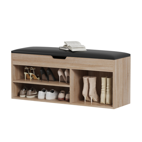Interior - SHOE RACK WITH SEAT ROMIR HM2478.01 MELAMINE IN SONAMA-BROWN SEAT 100x30x44Hcm.