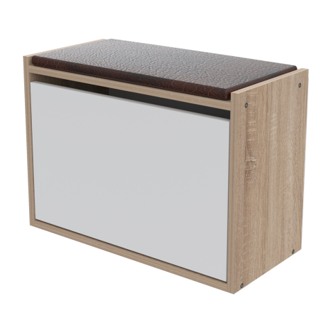 Interior - SHOE RACK WITH SEAT VIDAL HM18190.01 MELAMINE IN SONAMA-WHITE 60x30x45Hcm.