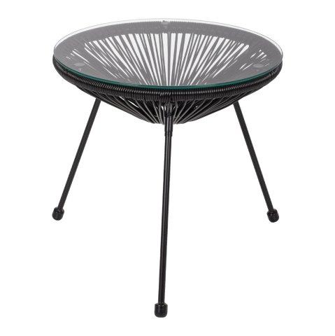 Mese - SIDE TABLE ALLEGRA PROFESSIONAL BLACK METAL AND BLACK RATTAN HM5874.01 D47x45Hcm.