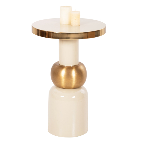 Masute de cafea - SIDE TABLE AMBUR HM4238.03 METAL IN ECRU-GOLD Φ40,5x62Hcm.