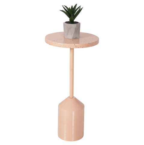 Masute de cafea - SIDE TABLE BOMBAY HM4251.08 METAL IN SALMON COLOR WITH DOTTED TABLETOP Φ25,5x51Hcm.