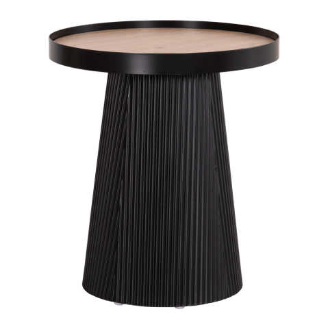 Interior - SIDE TABLE DENTON HM18023.01 MDF TOP IN NATURAL WOOD COLOR-BLACK BASE Φ45x51,5Hcm.
