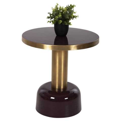 Masute de cafea - SIDE TABLE ERODE HM4242.06 METAL IN CHERRY RED-GOLD Φ50,5x52,5Hcm.