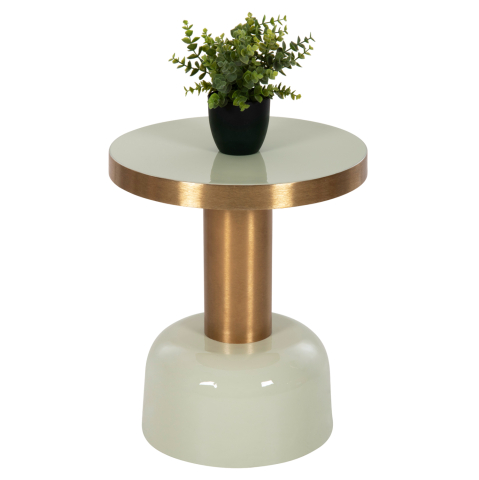 Masute de cafea - SIDE TABLE ERODE HM4243.07 METAL IN LIGHT GREEN-GOLD Φ40,5x48Hcm.