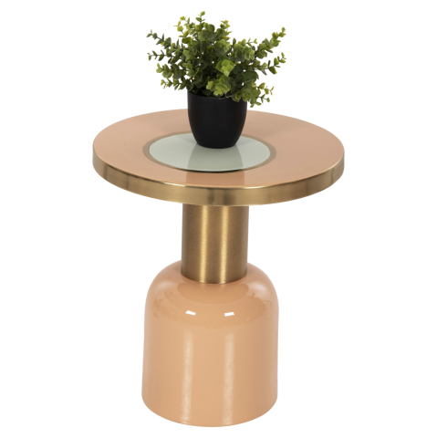 Masute de cafea - SIDE TABLE ERODE HM4249.08 METAL IN WARM PINK-GOLD-BEIGE Φ40,5x45,5Hcm.