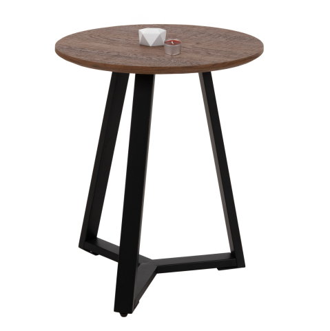 Masute de cafea - SIDE TABLE HM9587.04 MDF IN WALNUT-BLACK METAL BASE Φ45x55Hcm.