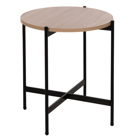 Masute de cafea - SIDE TABLE HM9589.03 MDF SONOMA-BLACK METAL BASE Φ50x55Hcm.